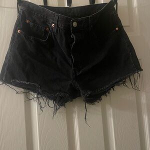 Levi's Black Distressed Jean Shorts